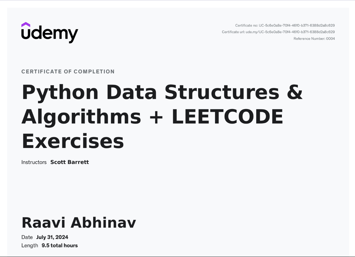 Udemy Certificate