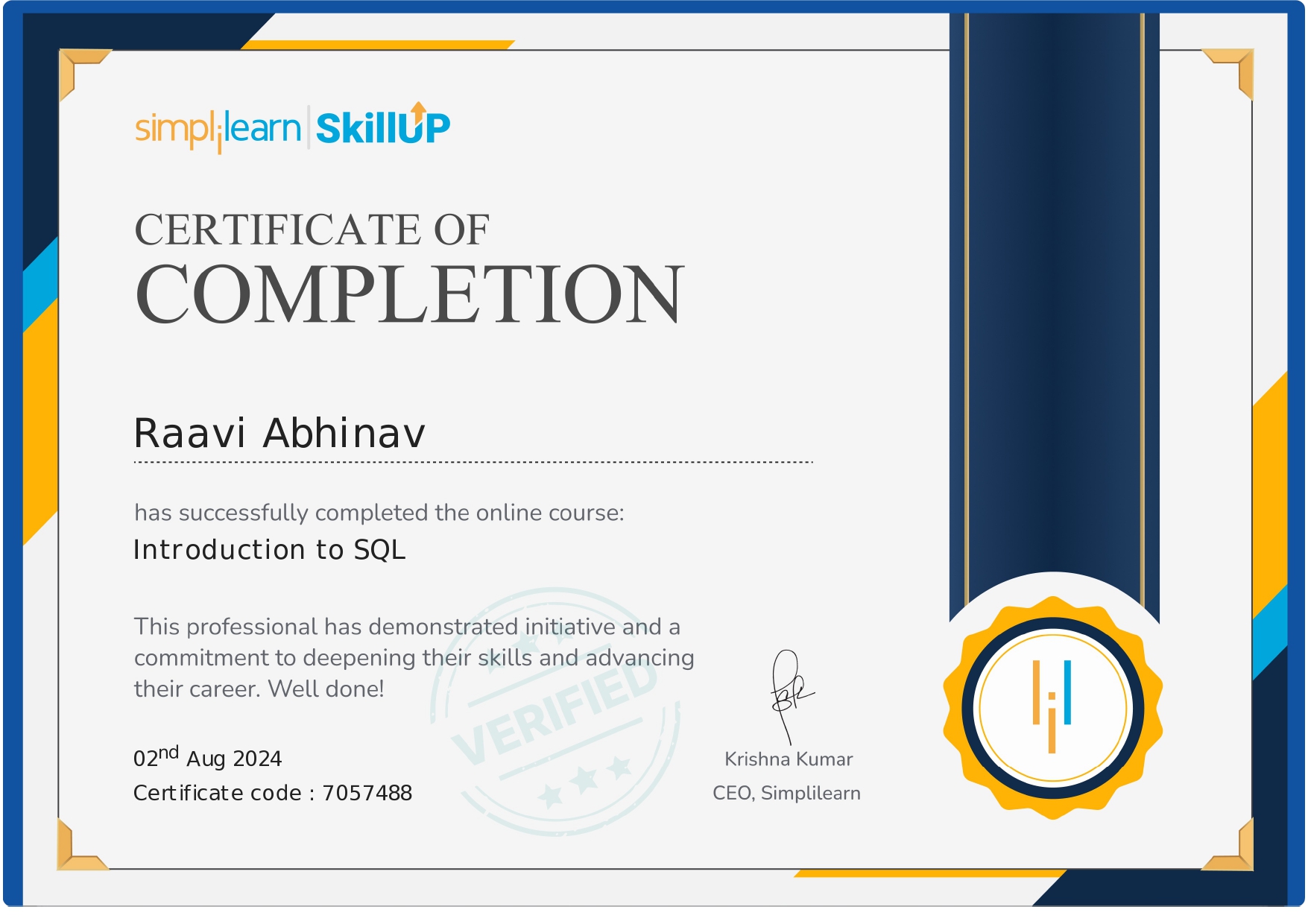 simplelearn Certificate