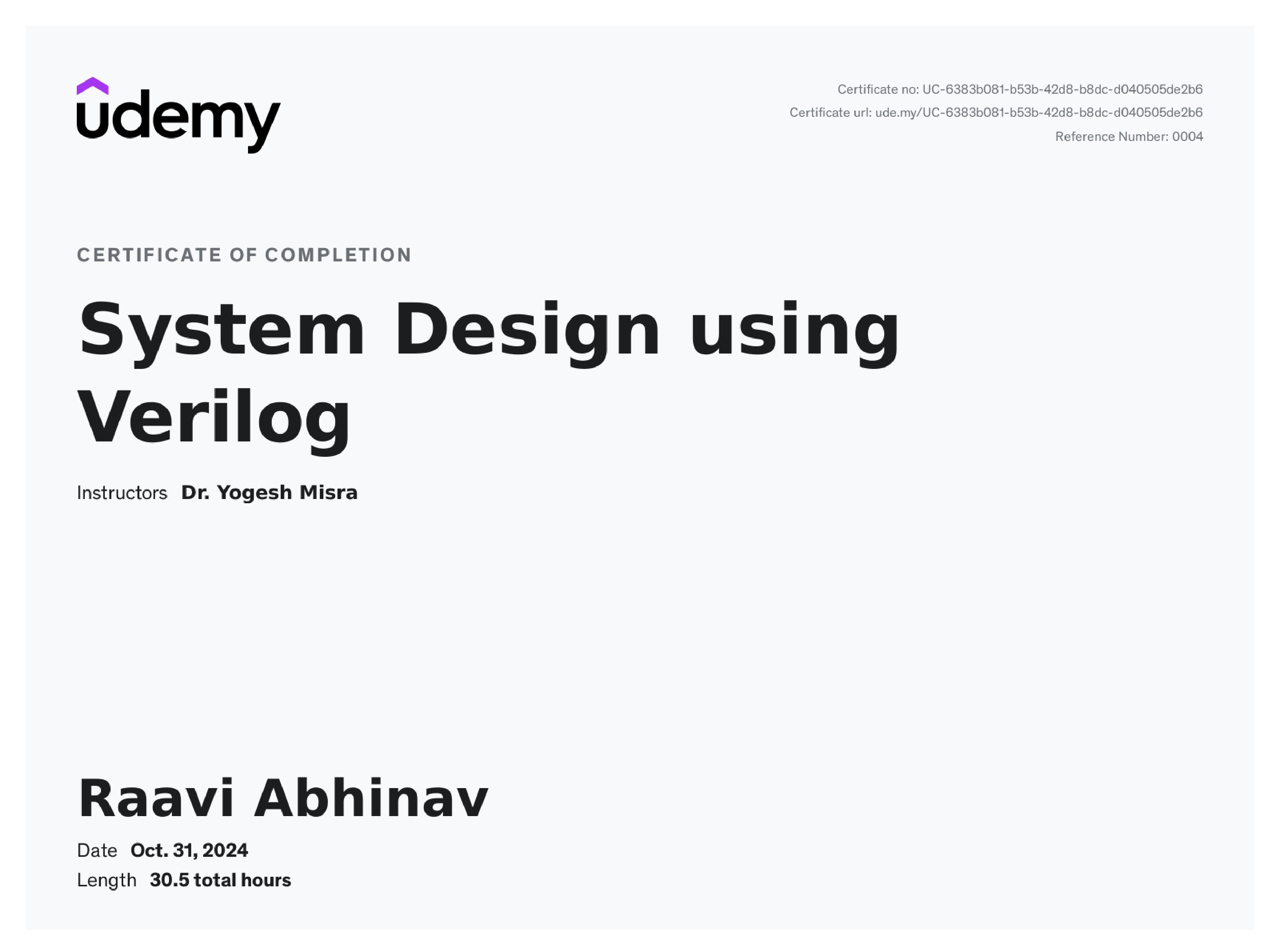 Udemy Certificate